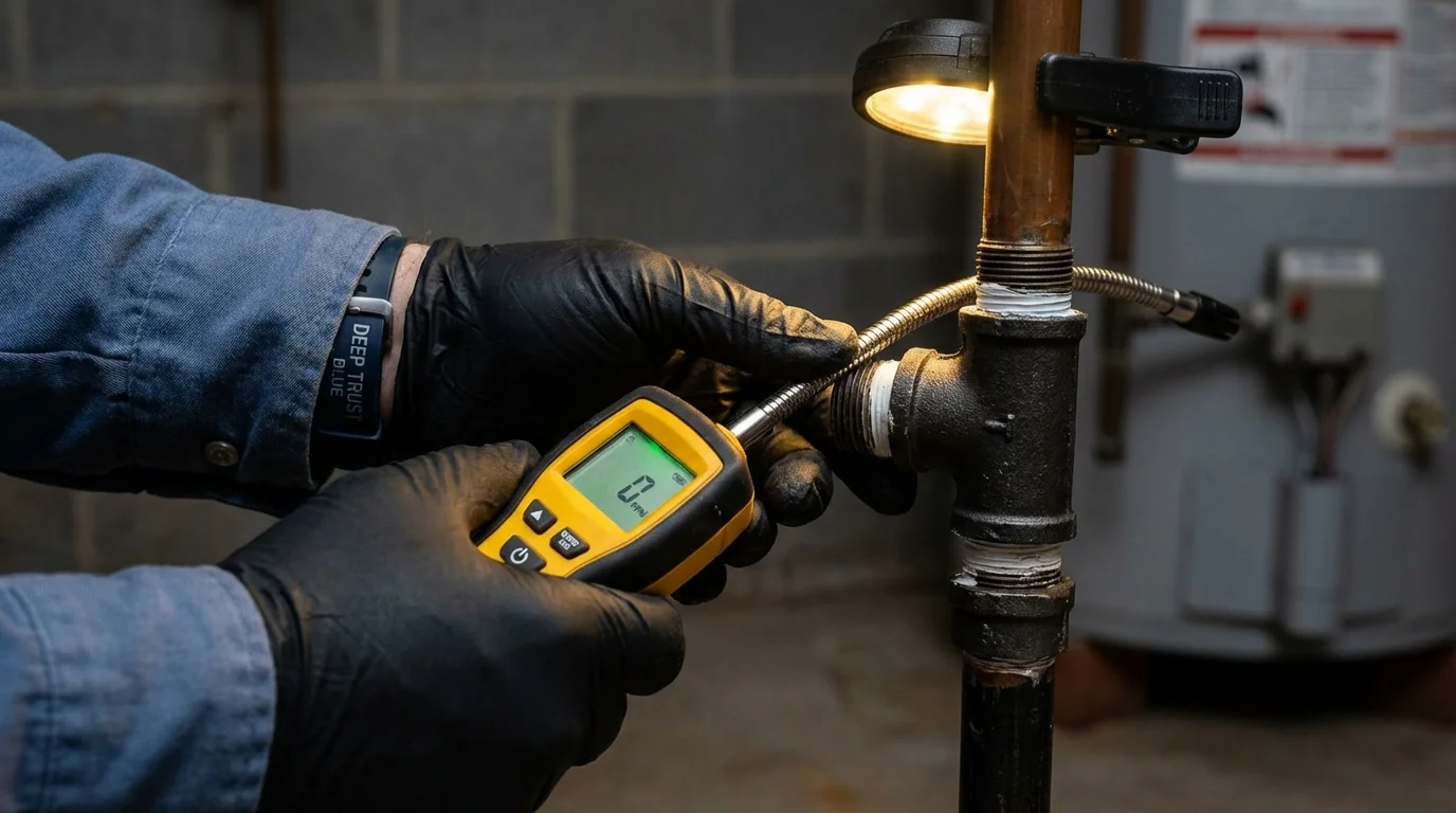 Gas leak detection with electronic sniffer by Johns Plumbing LLC in Tryon