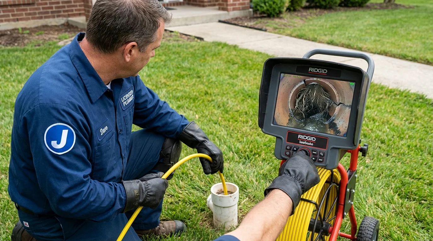 Sewer camera inspection being performed by Johns Plumbing LLC in Tryon
